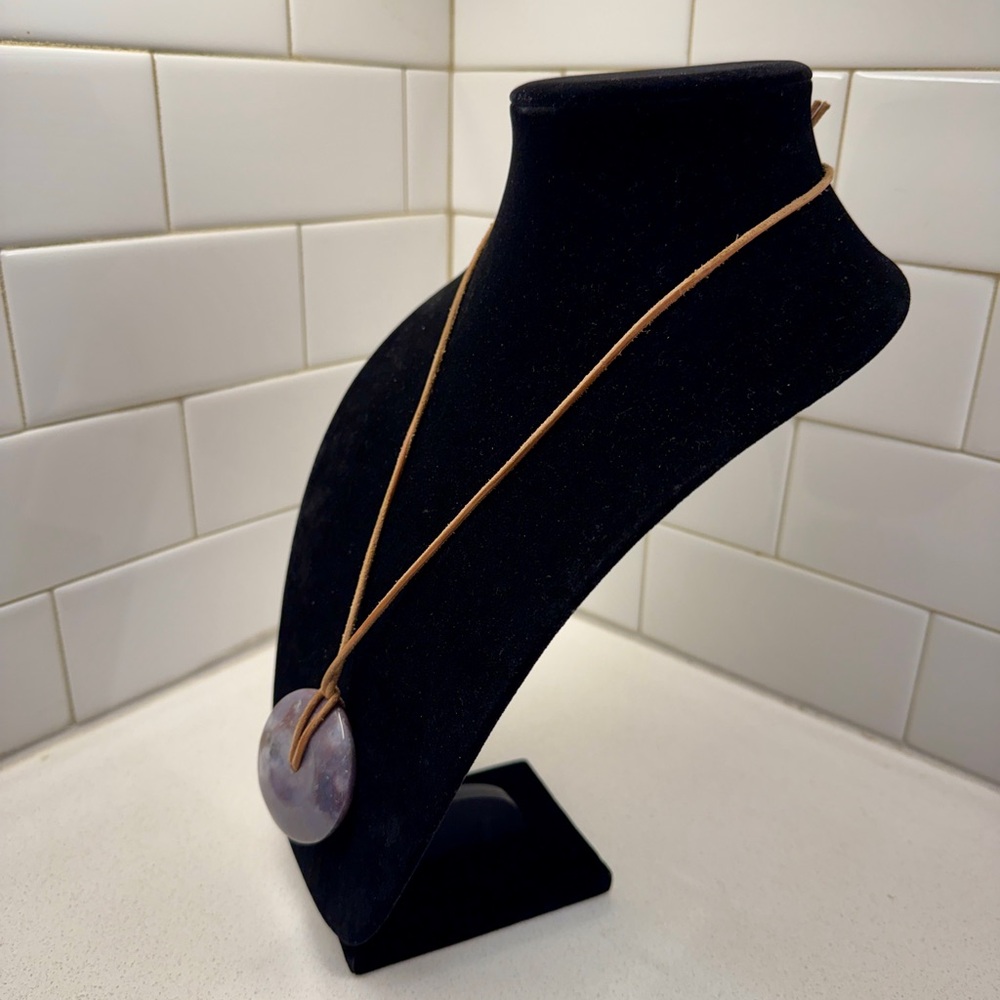 Amethyst Stone Donut Necklace - Picture 5 of 6